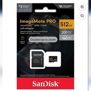 Andis ImageMate PRO 512GB microSDXC UHS-I Memory Card with Adapter - Black